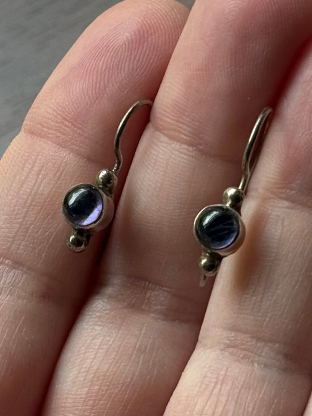 Vintage Sterling Silver Tanzanite Drop Earrings